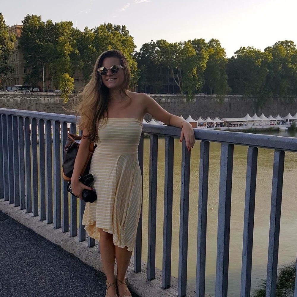 Yellow and white striped sundress